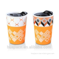 HJBD508-302A GOOD FOR TRAVEL CUP CUSTOM CERAMIC COFFEE MUG WITH BLACK LID